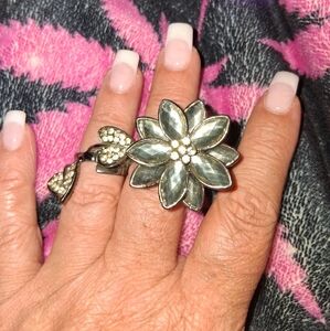 Silver Floral Statement Ring